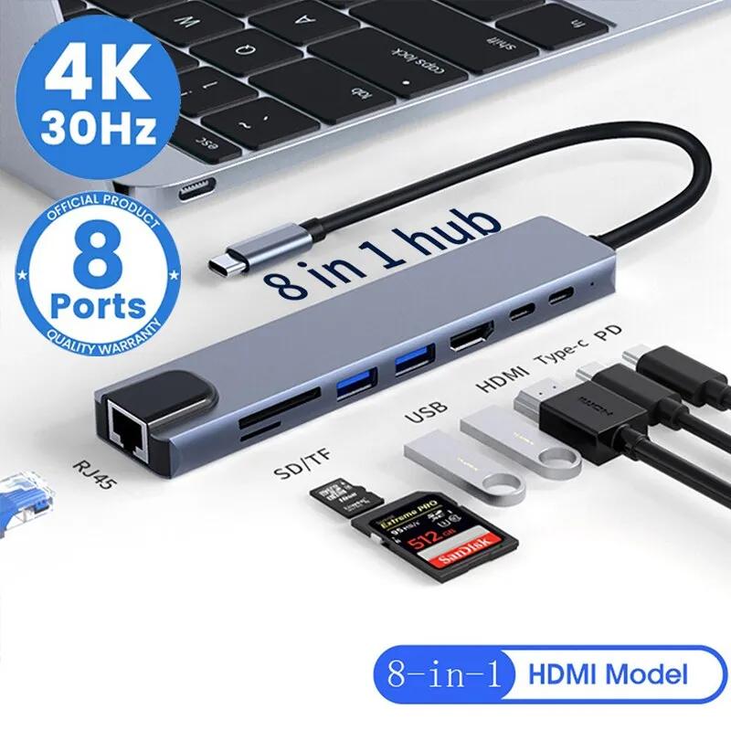 8in1 USB C HUB Ÿ C ø 4K  Ʈ 3 ŷ ̼ Ʈ  ƺ  M1  е  RJ45 HDMI ǻ